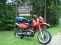 Here's a shot of my Baghira SM mid-trip on a 3400 mile ride.  Everything behaved properly.  I covered 11 states and went around all 5 Great Lakes!  My wife was on her 883 HD Sportster.